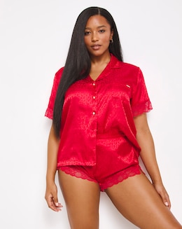 Figleaves Animal Jaquard Satin Short PJ Set