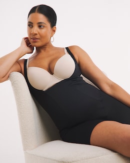 Figleaves Smoothing Shaping Wear Your Own Bra Thigh &amp; Body Slimmer - Black