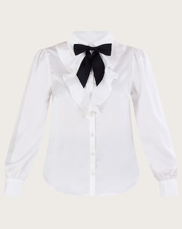 Monsoon Sally Satin Frill Blouse