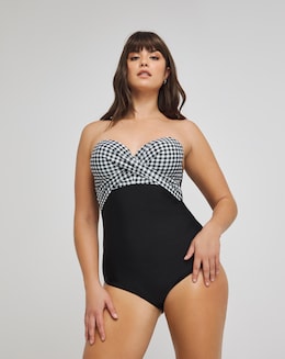 Figleaves Tailor Twist Underwired Bandeau Tummy Control Swimsuit