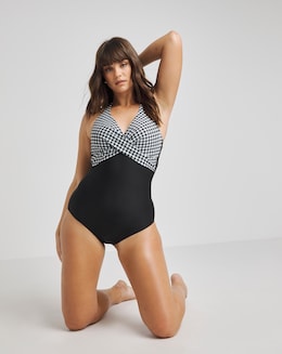 Figleaves Tailor Underwired Twist Front Tummy Control Swimsuit