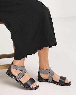 Jade Stretch Cross Flat Sandals Wide E Fit Simply Comfort