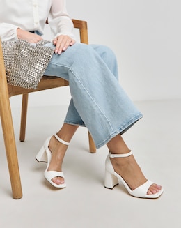 London Barely There Block Heel Sandals Extra Wide EEE Fit
