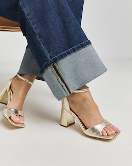 London Barely There Block Heel Sandals Wide E Fit