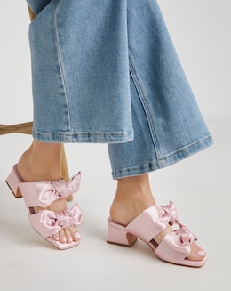 Camelia Double Bow Low Heeled Sandals Wide E Fit