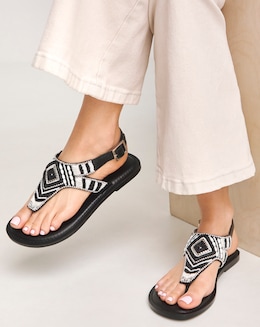 Beaded Toe Post Flat Sandal Wide - Image