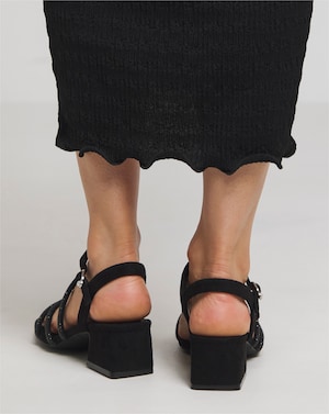 Low Block Heel Diamante Sandal Wide Fit - Image 3