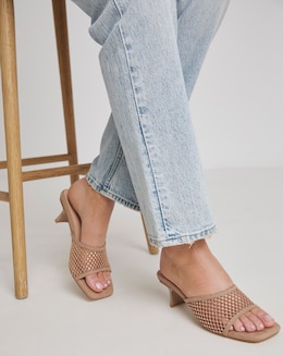 Paloma Diamante Mesh Kitten Heel Mule Wide E Fit