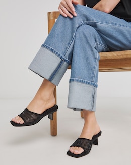 Paloma Diamante Mesh Kitten Heel Mule Extra Wide EEE Fit