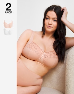 Pretty Secrets Jane 2 Pack Non Wired Bras C-F - Blush/White