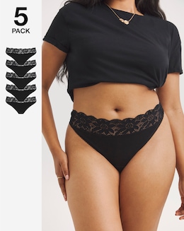 5 Pack Lace Top Thongs