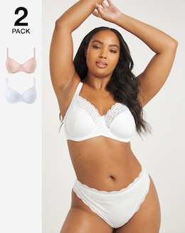 Pretty Secrets Jane 2 Pack Blush/White Full Cup Wired Bras