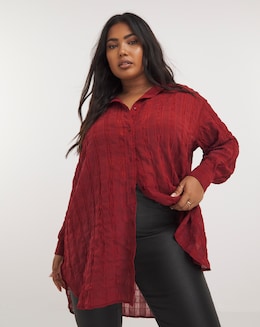 Rust Textured Longline Shirt