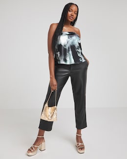Abstract Print Satin Bandeau Top