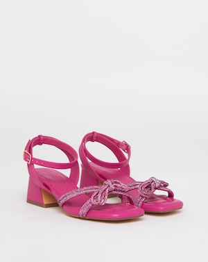 Diamante Bow Low Block Heel Wide - Image 7
