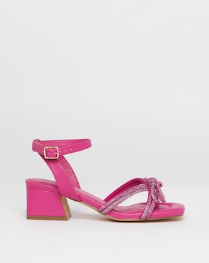 Diamante Bow Low Block Heel Wide - Image 4