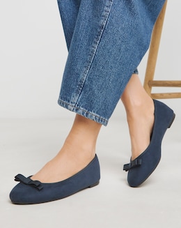 Simply Be Abundance Classic Bow Ballerina Shoes Extra Wide EEE Fit