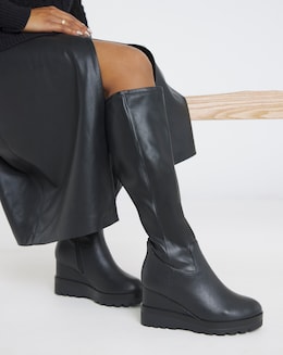 Stretch Wedge Knee High Boot Wide SC-CP - Image
