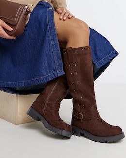 Studded Biker Boots Extra Wide SC - Image