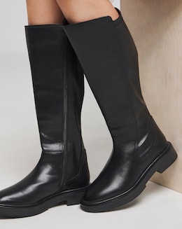 Perry Stretch Back Flat Knee High Boots Extra Wide EEE Fit Super Curvy Calf