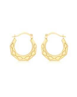 9Ct Gold Patterned Creole Earrings