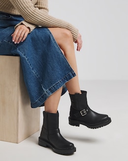 Vada Classic Multi Buckle Biker Boots Extra Wide EEE Fit