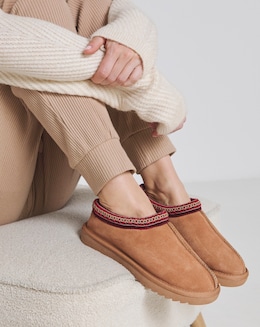 Reese Suede Embroidery Mule Slipper Extra Wide EEE Fit