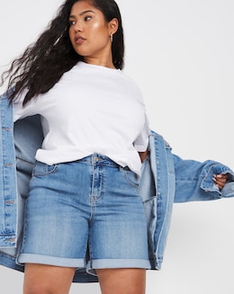 Light Stonewash Mom Shorts