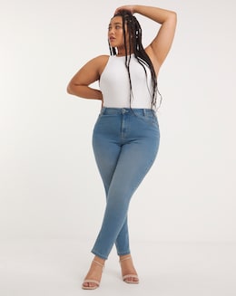 Lexi Mid Blue High Waist Super Soft Slim Leg Jeans