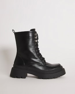 Carina Lace Up Chunky Ankle Boots Ex Wide Fit