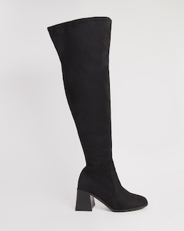Bronte Stretch Over The Knee Heeled Boots Wide Fit Curvy Calf