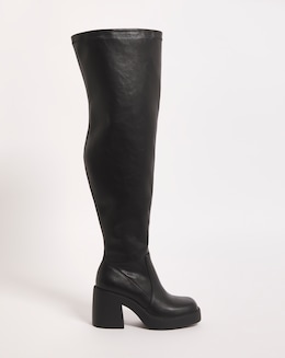 Birdie Stretch Over The Knee Heeled Boots Ex Wide Fit Super Curvy Calf