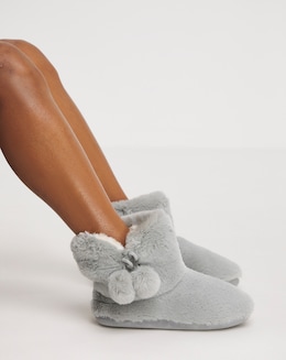 Carla Faux Fur Bootie Slippers Wide Fit