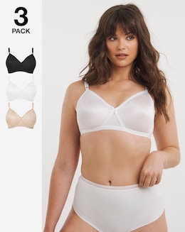 Pretty Secrets 3 Pack Claire White/Black/Almond Seamfree Full Cup Non Wired Bras