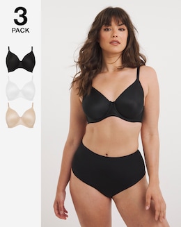 Pretty Secrets 3 Pack Claire White/Black/Almond Seamfree Full Cup Wired Bras