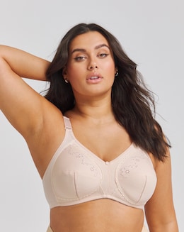 Pretty Secrets Dotty Natural Embroidered Non Wired Non Padded Bra C-H - Almond