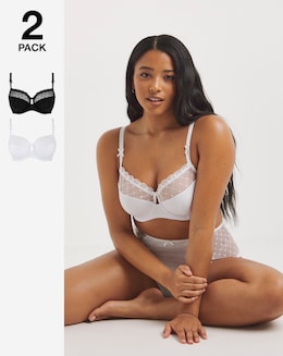 2 Pack Rachel Embroidery Balcony Bras