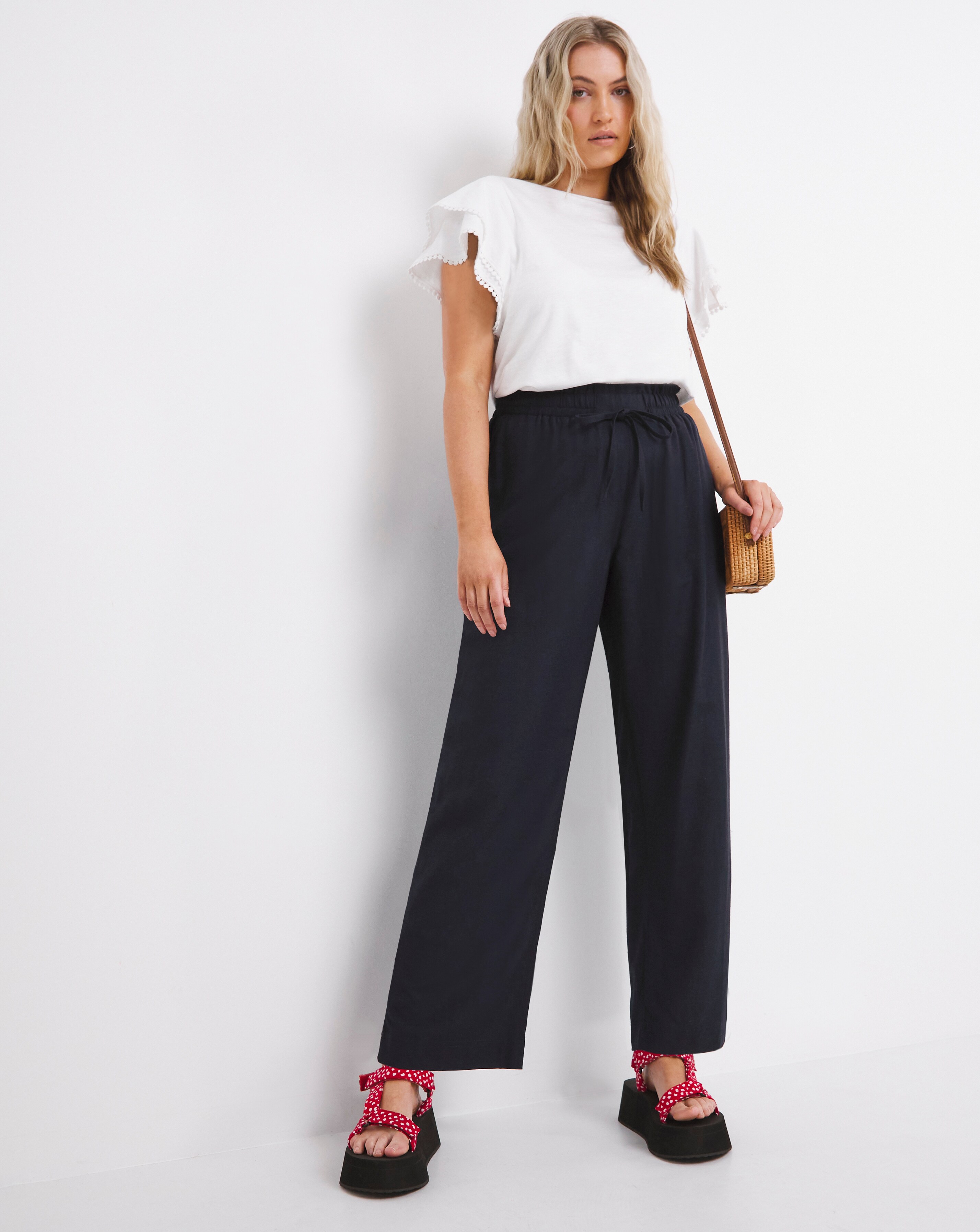 plus size linen trousers