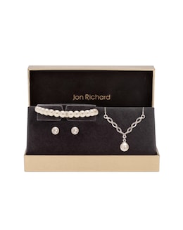 Jon Richard Crystal And Pearl Twist Trio Set - Gift Boxed