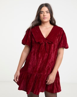 Neon Rose Velvet Mini Dress - Image