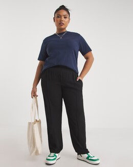 Black Woven Tapered Leg Trouser