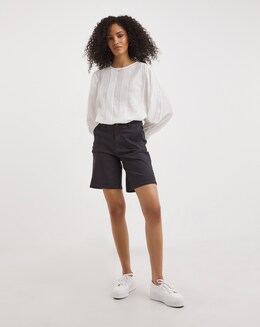 Navy Stretch Turn Up Chino Shorts