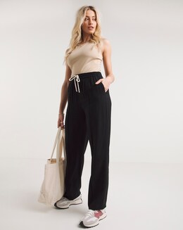 Premium Lyocell Tie Waist Wide Leg Trouser