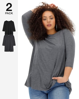 2 Pack Jersey Swing Tunic Plain