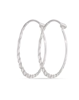 Sterling Silver 25mm Hammered Design Hoops