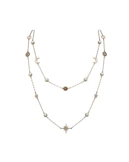 Mood Gold Crystal And Cream Pearl Celestial Necklace
