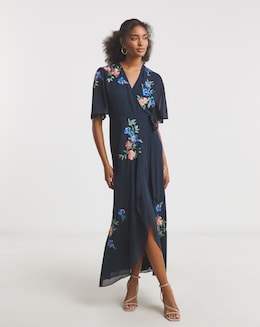 Hope &amp; Ivy Agatha Embellished Maxi Wrap Dress