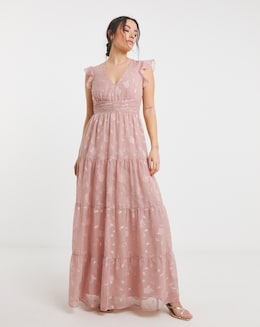 Maya Deluxe Jacquard Tiered Hem Maxi Dress