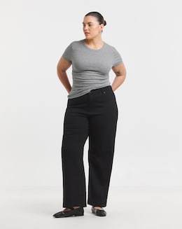 Black 24/7 Stretch Wide Leg Jeans