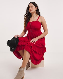 Joe Browns Crinkle Lace Up Cami Boho Midi Dress